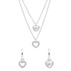Silbernes Schmuck-Set mit Halskette und Ohrringen mit Herz-Anhängern (1068488)