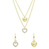 Silbernes, goldplattiertes Schmuck-Set mit Halskette und Ohrringen mit Herz-Anhänger (1068489)
