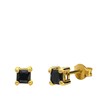 Vergoldete Silber-Ohrringe für Jungen mit schwarzem Zirkoniastein (1068910)