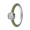 Stalen goldplated ring met groene emaille&zirkonia (1069520)
