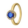 Stalen goldplated vintage ring met blauwe zirkonia (1069388)