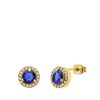 Ohrringe aus Edelstahl, vergoldet, Vintage, Blau, Zirkonia (1069390)