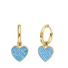Ohrringe aus Edelstahl, vergoldet, Herz mit Kristall, Türkisblau (1069772)