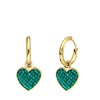 Ohrringe aus Edelstahl, vergoldet, Herz mit Kristall, Smaragdgrün (1069790)