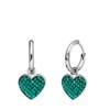 Ohrringe aus Edelstahl, Herz mit Kristall, Smaragdgrün (1069791)