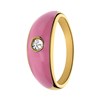 Stalen goldplated ring roze emaille met zirkonia (1069521)