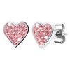 Stalen kinderoorbellen hart met roze kristal (1019511)