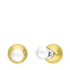 Stalen dubbele oorbellen goldplated met parel (1027190)