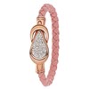 Gerecycleerd stalen armband leer licht roze/rose met kristal (1031210)