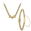 Halskette & Armband aus vergoldetem Edelstahl, 3 Ringe mit Kristall (1041361)