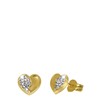 14 karaat geelgouden oorbellen hart met kristal (1042994)
