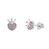 Silberne Ohrringe Herz mit rosa Zirkoniasteinen (1044957)