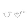 Zilveren oorbellen bar met ketting (1050400)