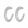 Zilverkleurige byoux oorbellen met bewerkte buis (1054484)