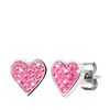 Gerecycleerd stalen kinderoorbellen hart met roze kristal (1058685)