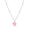 Silberfarbene Byoux-Halskette mit rosafarbenen Herzchen (1058816)