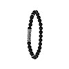 Gerecycleerd stalen armband black agate natuursteen zirkonia (1056680)