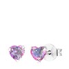 Zilveren kinderoorbellen met roze kristal hart (1060465)