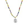 Silberfarbene Bijoux-Halskette mit Perlen und Münze (1060595)