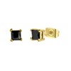 Gerecycled stalen oorbellen gold met vierkante zirkonia 4mm (1061241)