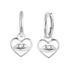 Zilveren oorringen met hanger hart kiss (1062914)