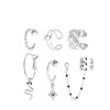 Zilverkleurige bijoux oorbellenset met earcuffs (1063106)
