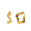 Stalen goldplated oorbellen plat met bewerking (1071288)