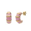 Stalen goldplated oorbellen met roze emaille (1071475)