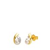14 Karaat gouden oorbellen met parel & diamant (1007638)