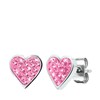 Gerecycled stalen kinderoorbellen hart met light pink kristal (1035686)