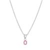 Silberne Kinder-Halskette Initialen mit rosa Kristall (1044523)