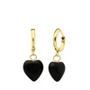 Stalen goldplated oorbellen met hart obsidiaan (1065420)