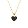 Stalen goldplated ketting hart met kristal zwart (1069764)