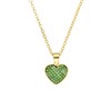 Halskette aus Edelstahl, vergoldet, Herz mit Kristall, Peridotgrün (1069782)