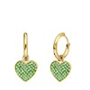 Ohrringe aus Edelstahl, vergoldet, Herz mit Kristall, Peridotgrün (1069784)