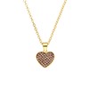 Halskette aus Edelstahl, vergoldet, Herz mit Kristall, Rauchquarz (1069793)