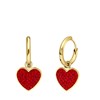 Ohrringe aus Edelstahl, vergoldet, Herz mit Kristall, Roter Samt (1069811)