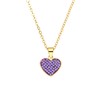 Halskette aus Edelstahl, vergoldet, Herz mit Kristall, Violett (1069821)