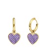 Ohrringe aus Edelstahl, vergoldet, Herz mit Kristall, Violett (1069823)