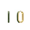 Stalen goldplated oorbellen met khaki emaille (1069873)