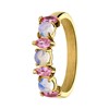 Stalen goldplated vintage ring met opaal en roze zirkonia (1069958)
