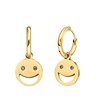 Ohrringe aus Edelstahl, vergoldet, Smiley mit rosa Zirkonia (1070141)