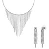 Silberfarbenes Modeschmuckset mit Halskette und Ohrringen mit Strassbesatz (1070283)