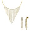 Goldfarbenes Modeschmuckset mit Halskette und Ohrringen mit Strassbesatz (1070284)