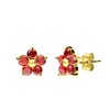 Stalen goldplated oorknoppen bloem met zirkonia rood (1070497)