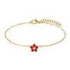 Stalen goldplated armband bloem met zirkonia rood (1070499)