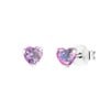 Zilveren kinderoorbellen met roze kristal hart (1060465)