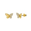 Zilveren goldplated oorknoppen vlinder zirkonia (1068789)