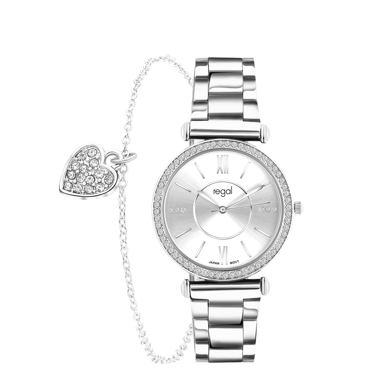 Regal Cadeau Set Dames Horloge Zilverkleurig met gratis armband