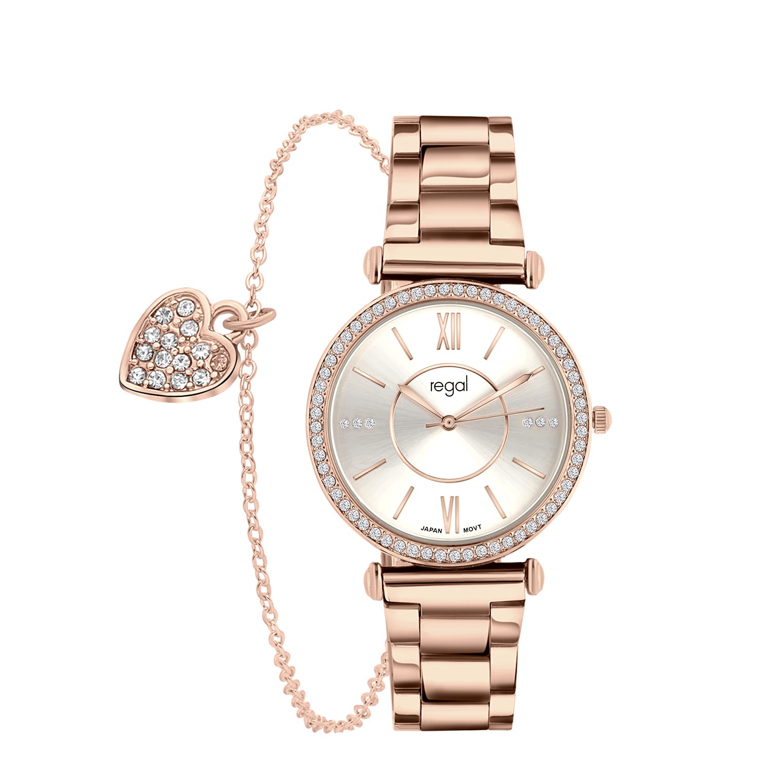 Regal Cadeau Set Dames Horloge Rosekleurig met gratis armband